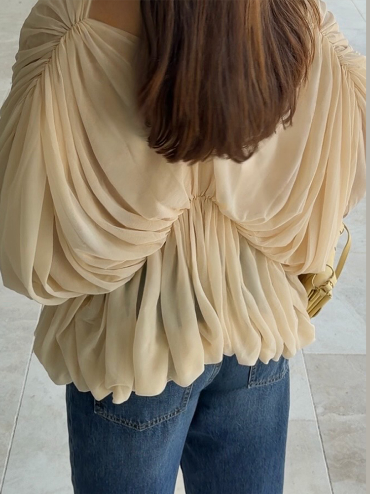 Blouse Femme Tendance Manches Chauve-souris Col V Coupe Ample Courte Unie Polyvalente Ajustée Été Streetwear Bureau Quotidien 2026
