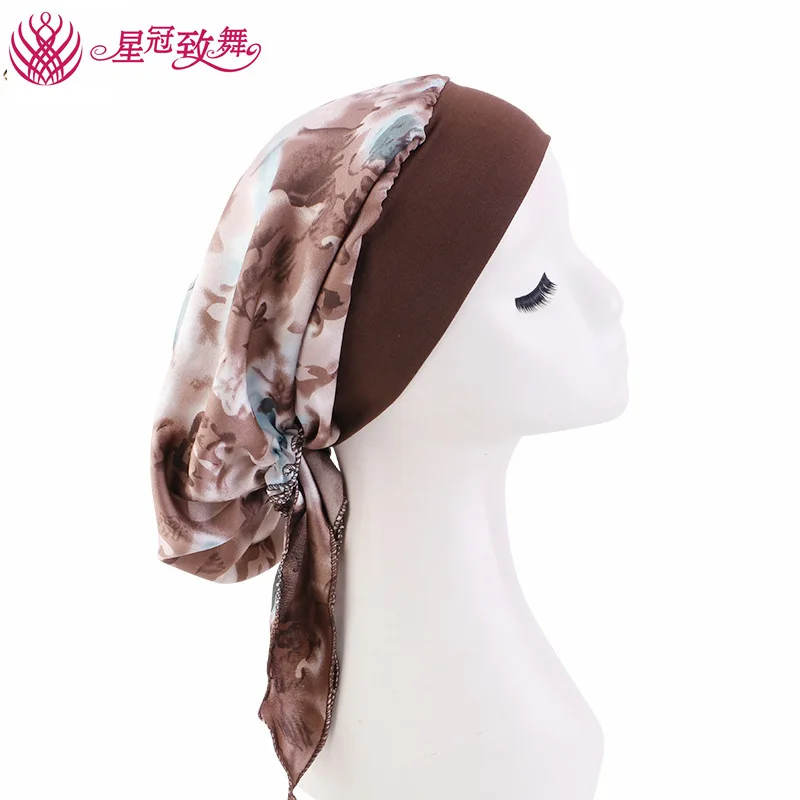 Foulard élastique à large bande imprimé Boho, bonnet de nuit Turban et bandeau pour cheveux pour femmes