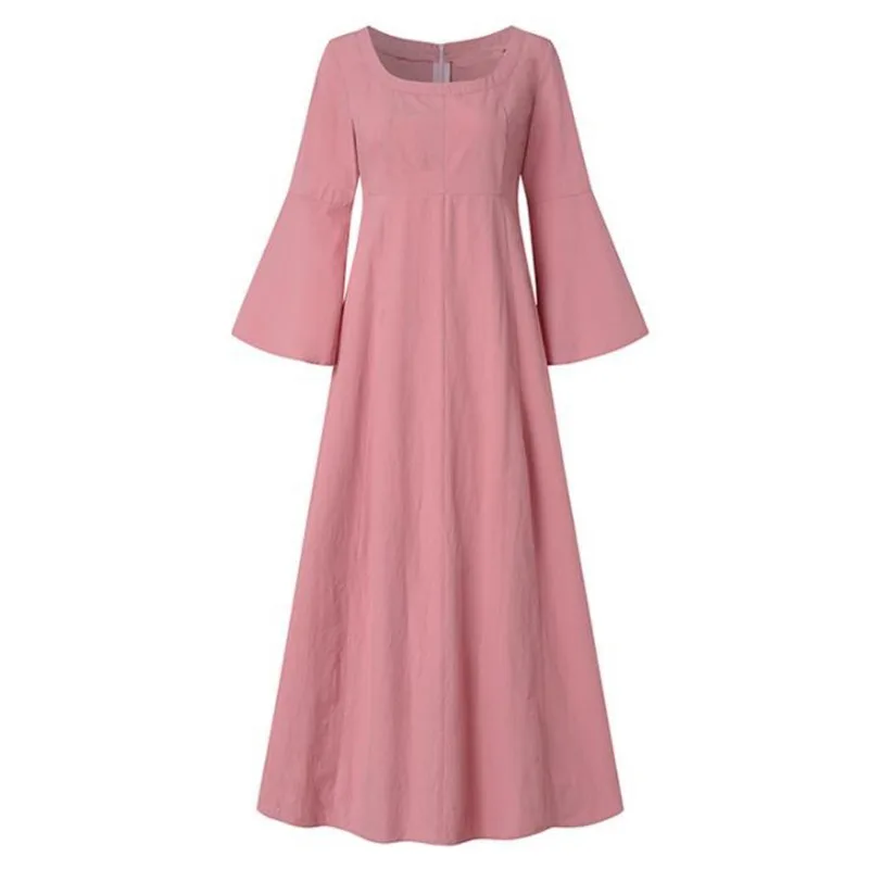 Robe Victorienne en Coton et Lin pour Femme, Costume de Palais Médiéval, Cosplay, Longue, Maxi, Kaftan, Noir, Rose, Jaune