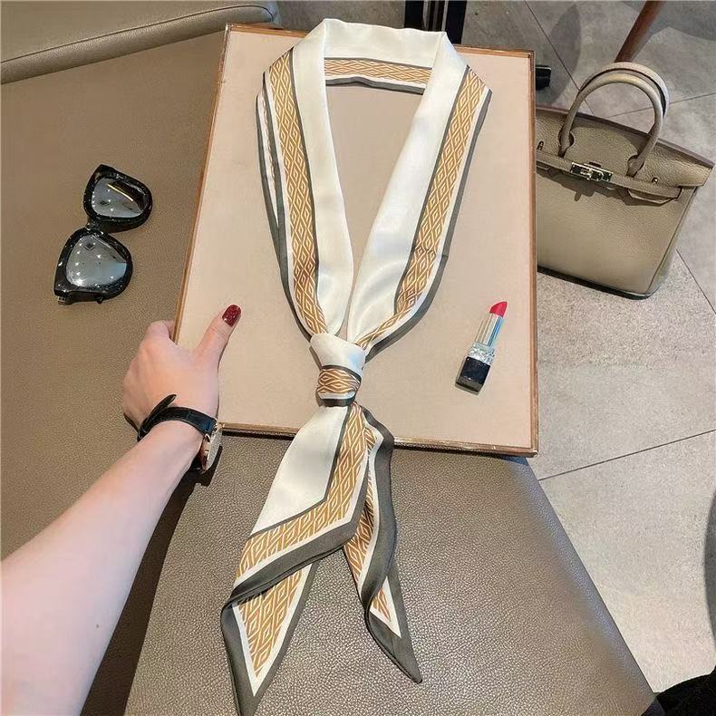 Écharpe longue et fine en soie pour femme, bandeau pour cheveux, ceinture, ruban polyvalent et élégant pour la décoration de chemises