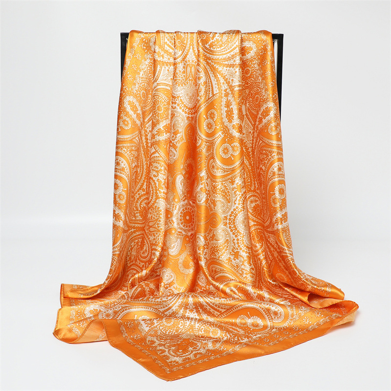 Écharpe carrée imprimée tendance pour femme 90*90cm, grands foulards en soie pour femmes, bandanas, châle de plage de luxe, enveloppes pour femmes, hijab, foulard