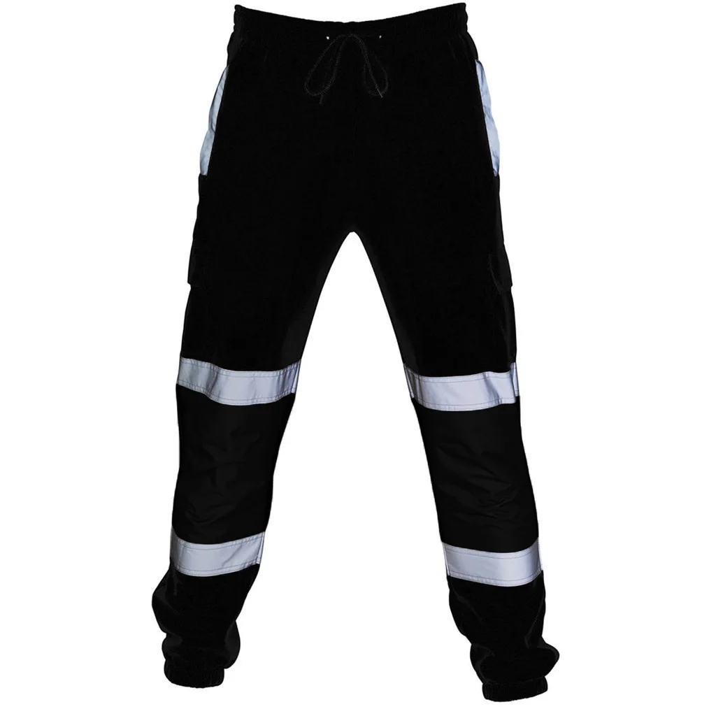 Pantalons de travail pour hommes, vêtements de travail en Patchwork, bas d'uniforme, pantalons de survêtement de sécurité, pantalons réfléchissants rayés, pantalons de Jogging amples pour hommes