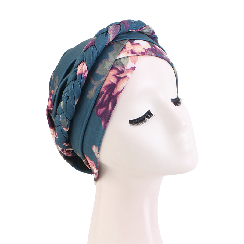 Nouveau femmes bohème noué Turban chapeau fleur imprimé tressé foulard casquettes musulman Hijab élastique Bonnet bonnets chimio chapeaux