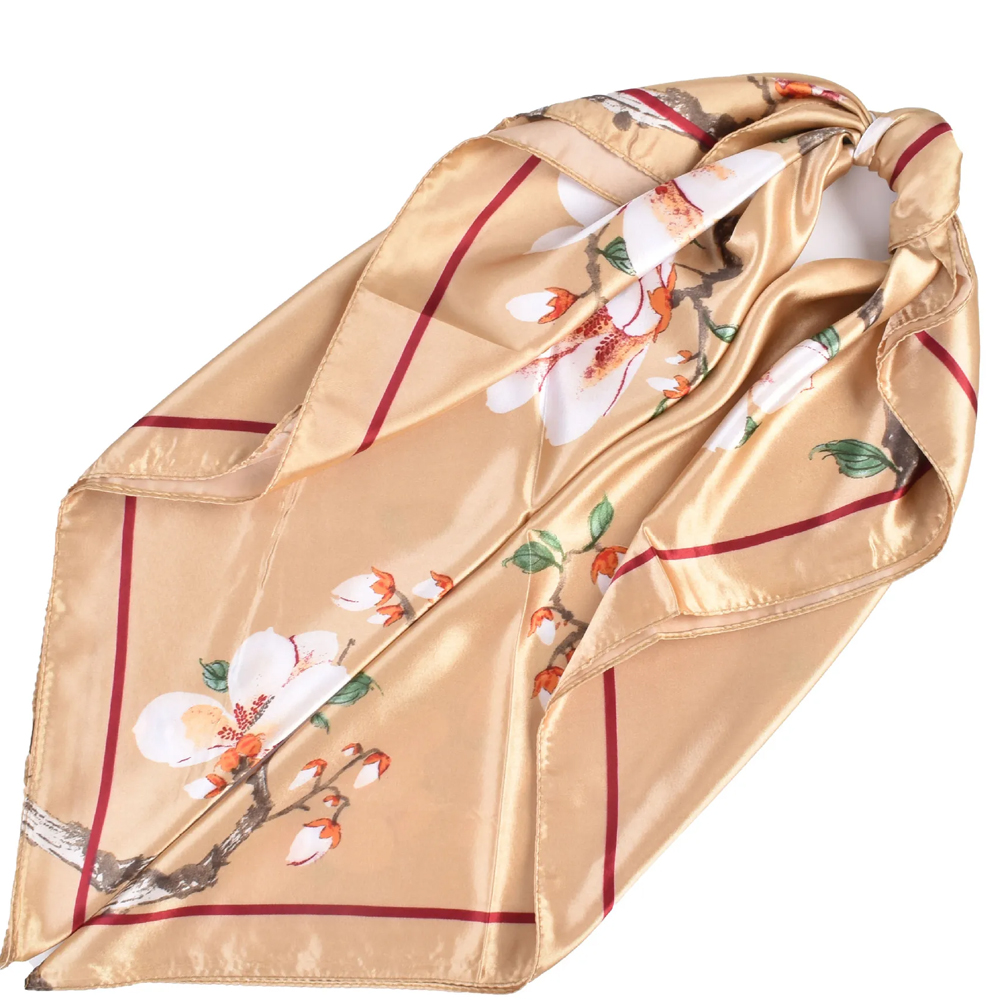 Nouveau foulard carré en soie tendance pour femme, bandeau doux, écharpe vintage, hijab imprimé floral, pashmina, bandana
