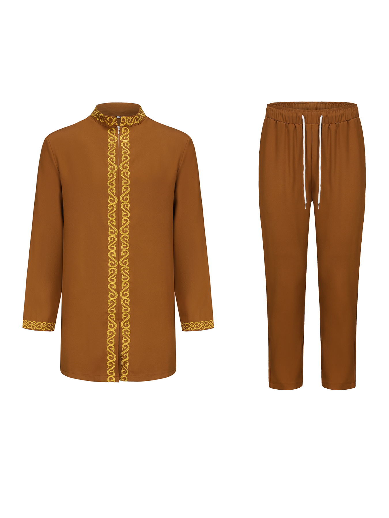 Caftan complet pour hommes, costume brodé à manches longues, Style ethnique africain, vêtements traditionnels pour hommes, costume de luxe 2 pièces