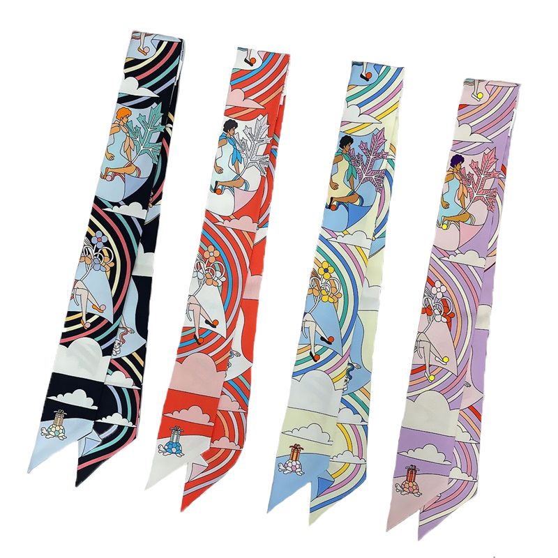 Foulard en soie de mûrier pour femmes, 100%, pour bandeau de cheveux, sac enveloppant, poignée, ruban, foulard de luxe, bande de cheveux, foulards de cou
