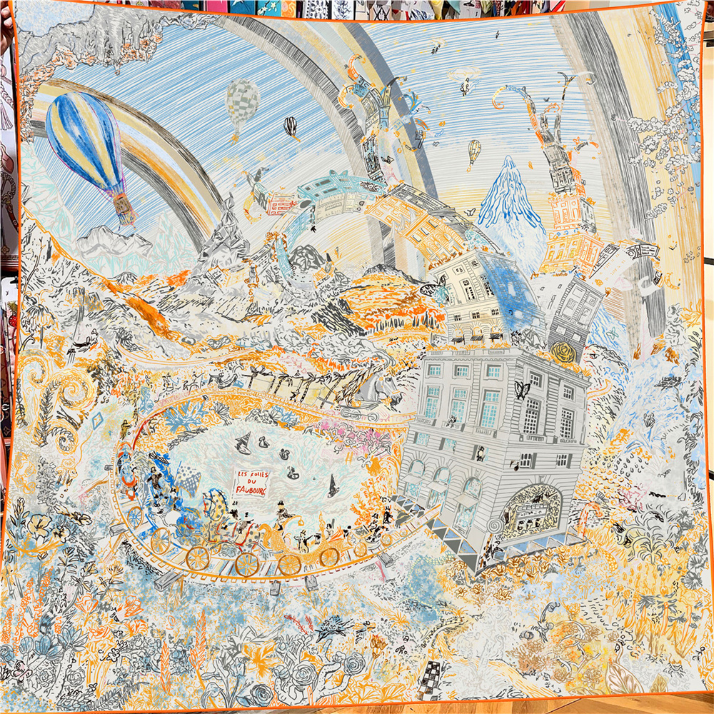 135CM écharpe en cachemire femmes manuel roulé châles mer ville carré foulards enveloppement Bandana marque de luxe Hijab femme Foulards