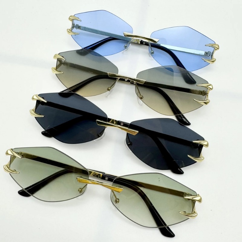 Lunettes de soleil punk tendance sans monture, rectangulaires, pour hommes et femmes, protection UV400, pour la conduite, monture métallique, verres dégradés