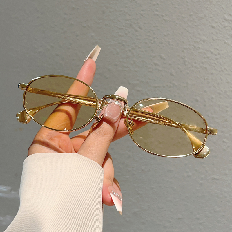 Lunettes de soleil ovales vintage pour hommes, nouvelles montures métalliques, lunettes de soleil d'extérieur pour femmes, design de marque de luxe tendance et à la mode