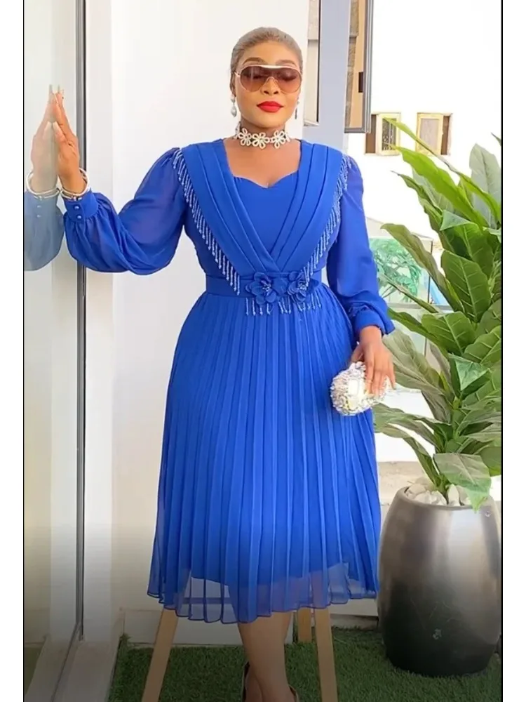 Robe africaine femmes mode vêtements élégants grande taille fête de mariage robe d'été 2025 pour bureau jupe plissée usage quotidien