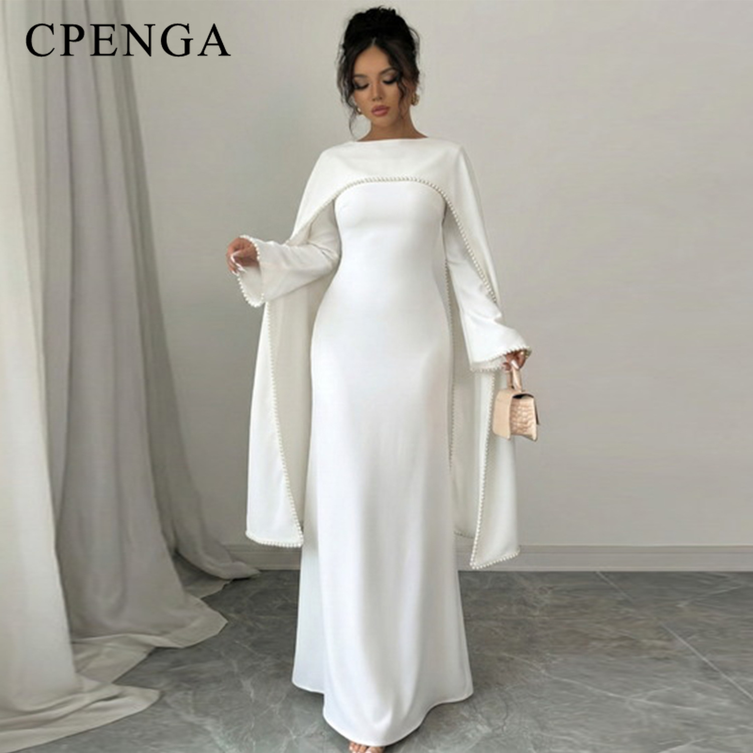 Robe Abaya Modeste pour Femmes Musulmanes du Moyen-Orient avec Châle Amovible, Élégante Robe Simple de Dubaï, Tenue de Fête Islamique pour le Ramadan