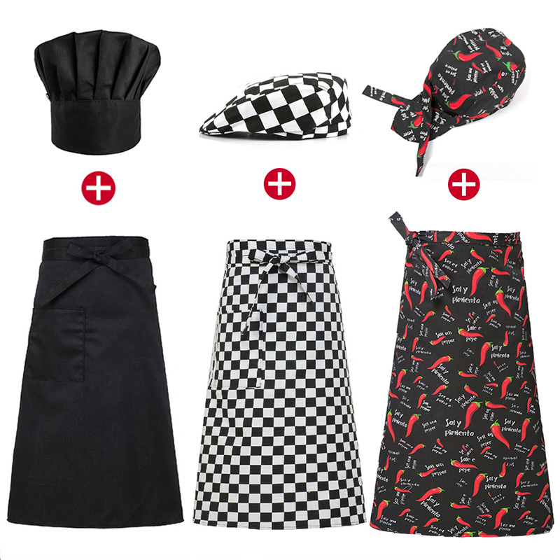 Ensemble uniforme tablier de cuisine casquette de restauration hôtel Chef tablier homme Restaurant cuisine cuisinier travail tablier boulangerie café femme serveur chapeau