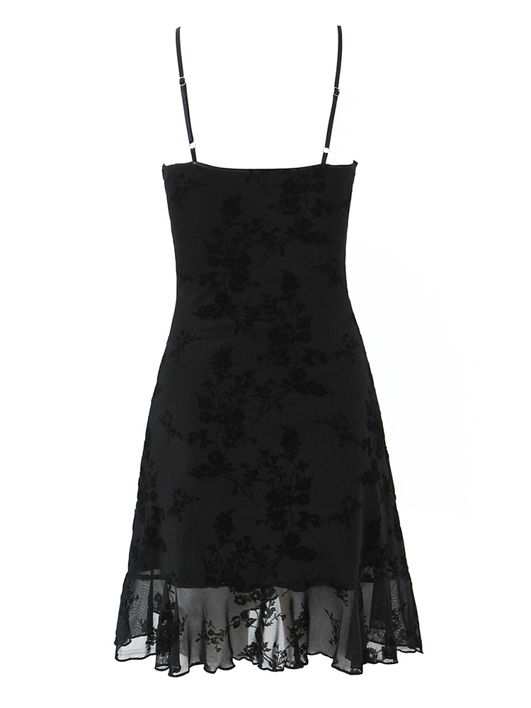 Robe de soirée élégante et sexy pour femme, nouvelle collection, style chic, à fleurs, en maille, dos nu, col en V, coupe ajustée