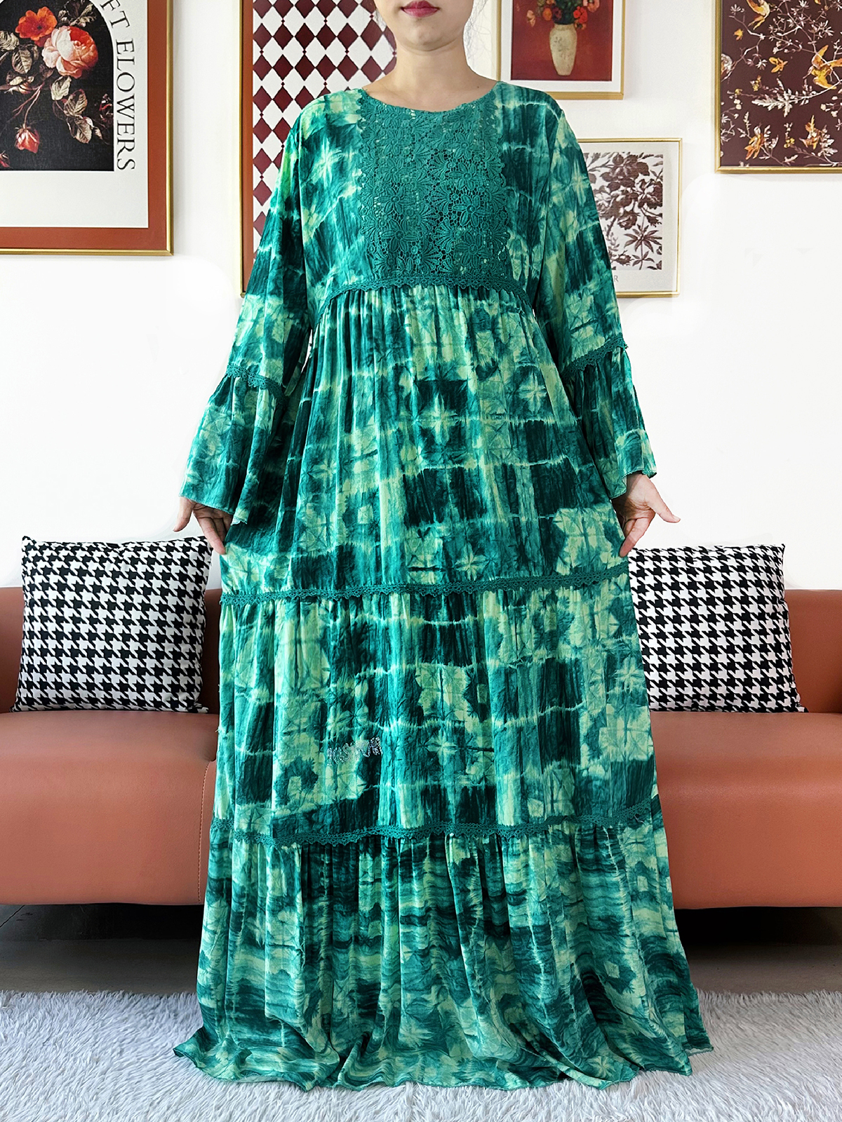 Robe de soirée 2026 pour femmes africaines, Boubou KASHKHA, Abaya en coton, tissu tie-dye, robe ample musulmane pour le Ramadan, robe maxi brodée
