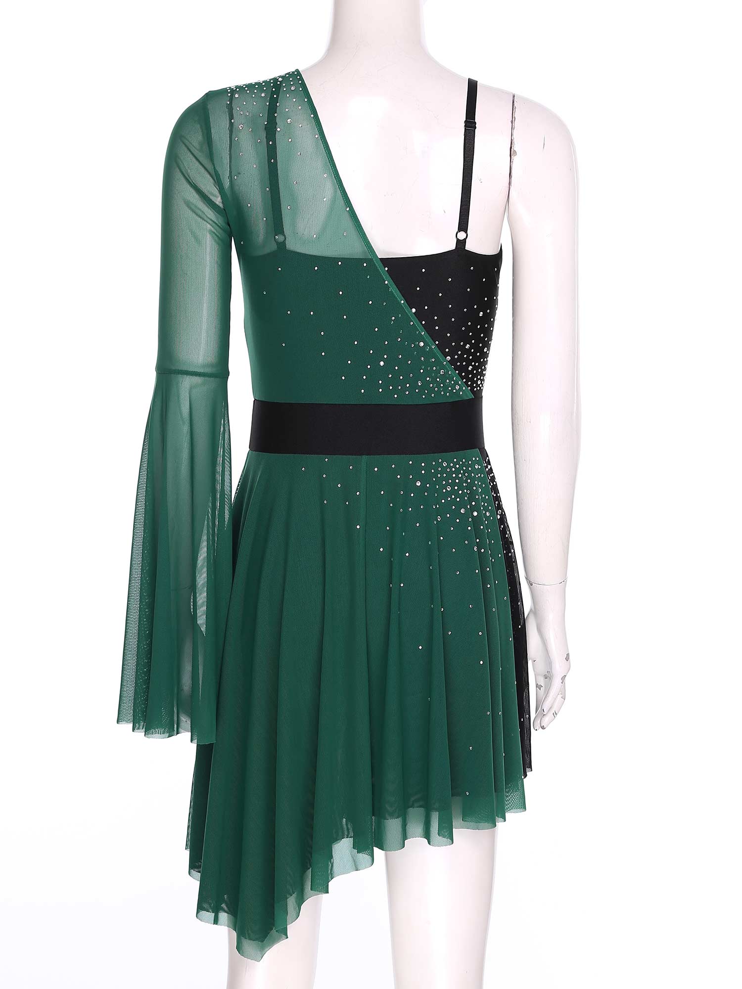 Robe de patinage artistique pour femmes adultes, justaucorps de danse lyrique, gymnastique rythmique, maillot brillant en maille orné de strass