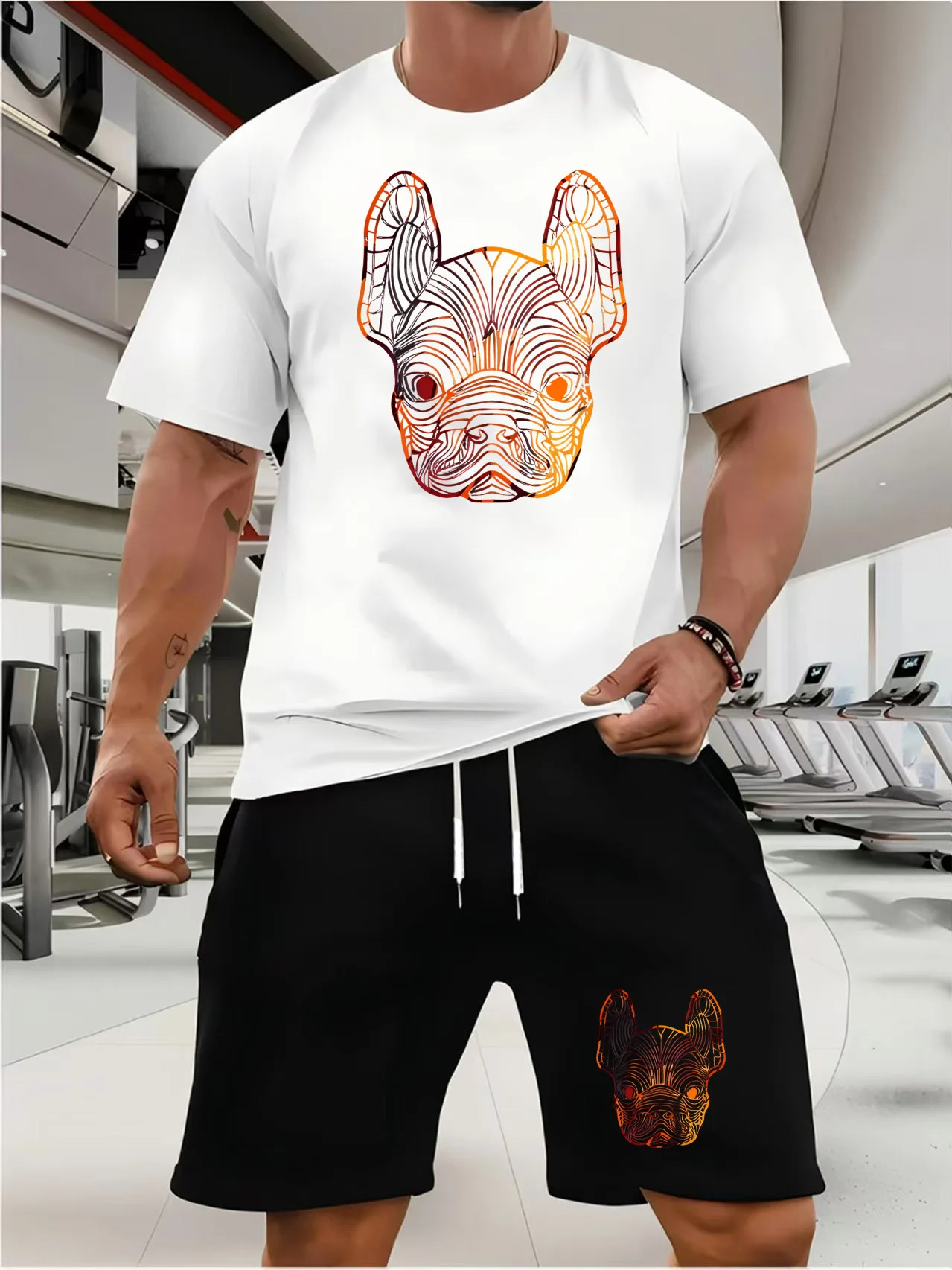 Costumes tendance pour hommes Ensemble de shorts d'été pour hommes Tenue de sport T-shirt à manches courtes pour étudiants Ensemble de 2 pièces Survêtements pour hommes Vêtements décontractés pour hommes