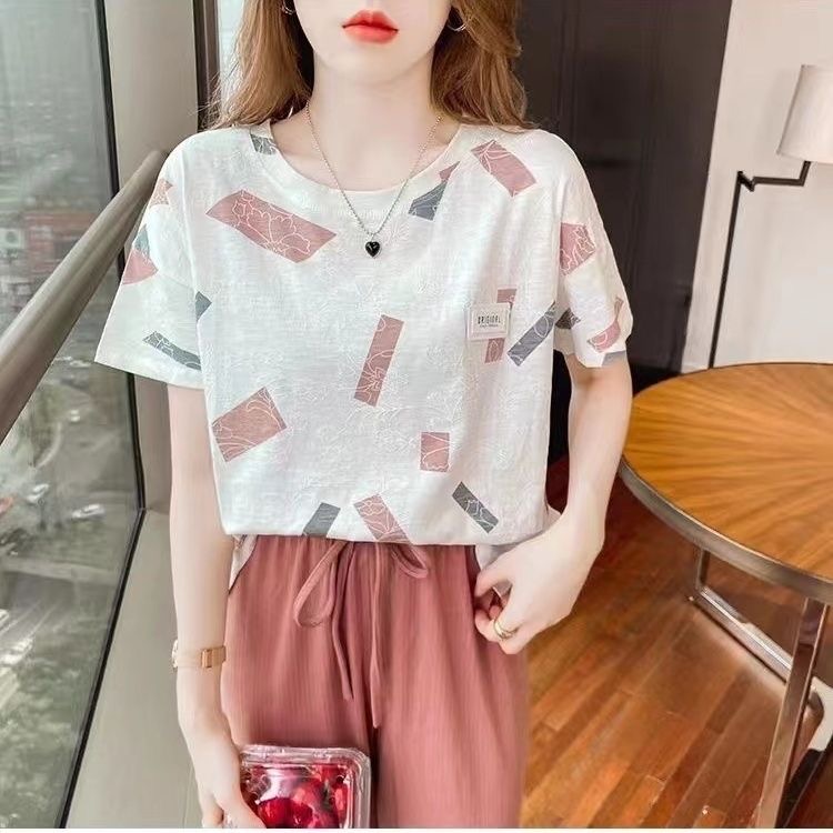 Femmes été Style Blouses hauts dame décontracté à manches courtes col rond fleur imprimé haut Blouse SP1512