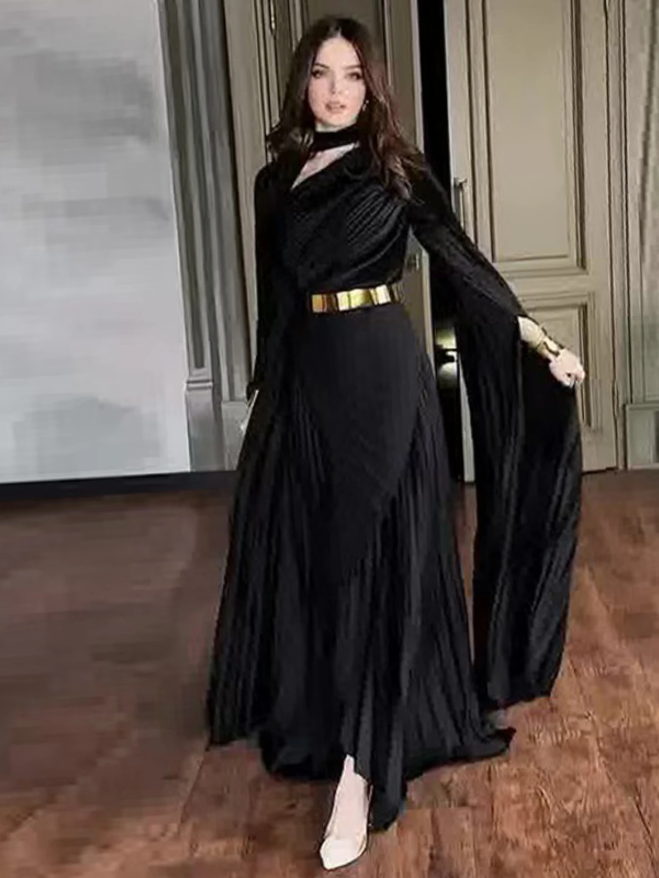 Robe de soirée Eid musulmane Abaya femmes fête plis irréguliers Jalabiya robes dubaï Largos longue Robe Ramadan maroc Caftan dubaï
