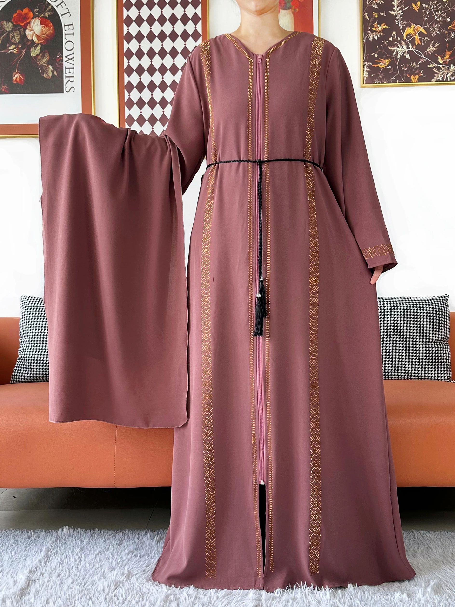 Abaya en mousseline de soie pour femmes, manches longues, ample, ouvert, vêtements islamiques musulmans, Style Cardigan, robes à la mode musulmane, nouvelle collection