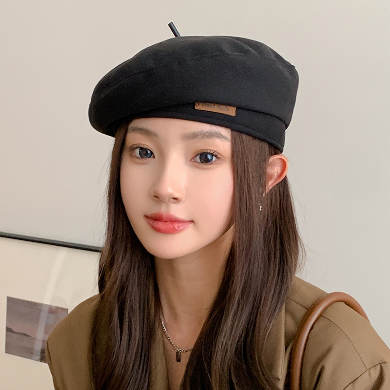 Béret d'automne pour femmes, casquette de peintre d'artiste marron Vintage pour dames et filles, chapeaux octogonaux chauds de couleur unie