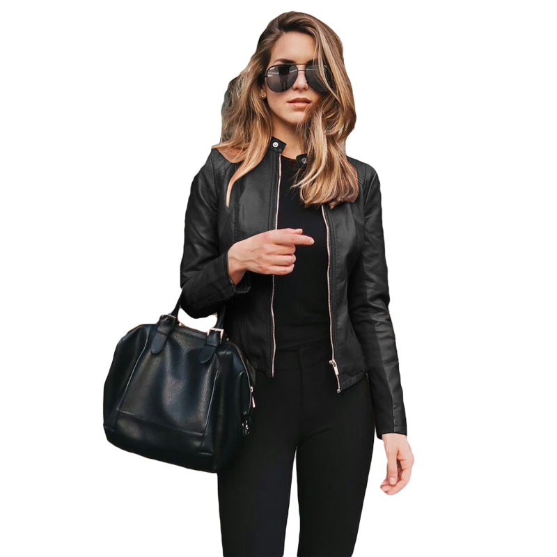 Veste de vol en cuir PU pour femme, vêtements d'extérieur à fermeture éclair, tenue de bureau décontractée pour femme, mode automne, vestes courtes et fines pour femme, 2024
