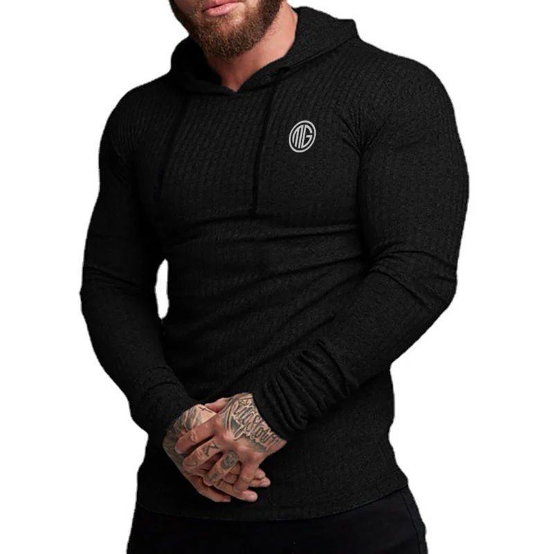 Chandails à capuche pour hommes, nouvelle marque de mode d'automne, tricot de printemps, vêtements Slim Fit, pull classique côtelé