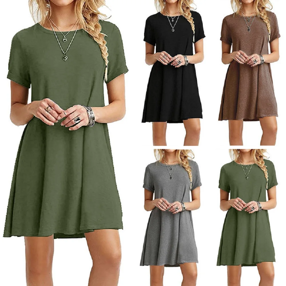 Mini robe bohème brodée personnalisée pour femmes, robes de plage Boho décontractées, robe de soirée à col rond, mini robe d'été à manches courtes