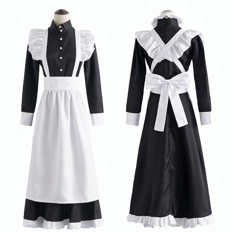Tenue de femme de chambre gothique pour hommes et femmes, tenue de cosplay anime, robe longue Lolita japonaise, tablier noir et blanc, 73Costume XXXL