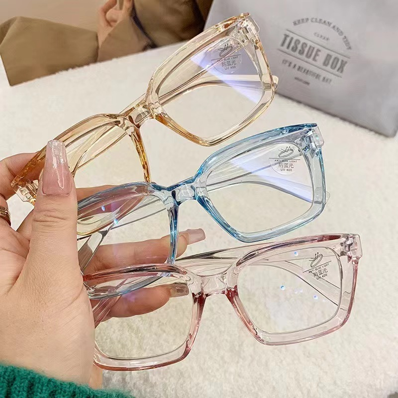 Lunettes anti-lumière bleue pour femmes, monture surdimensionnée, style vintage, protection des yeux, lunettes d'ordinateur, monture complète transparente