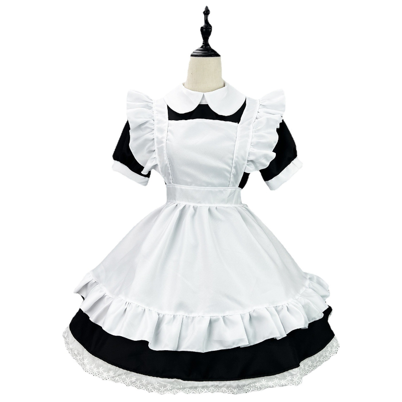 Costume de femme de chambre classique Anime Cosplay, robe de princesse Lolita, tenues japonaises Kawaii, tablier noir et blanc, fille de chat, grande taille, fête