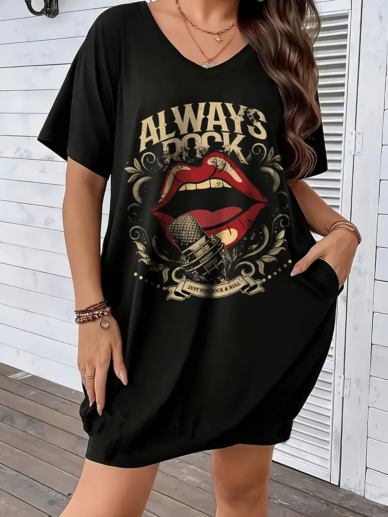 Robe d'été décontractée pour femme, col rond, manches courtes, poche, imprimé visage abstrait, confortable, grande taille
