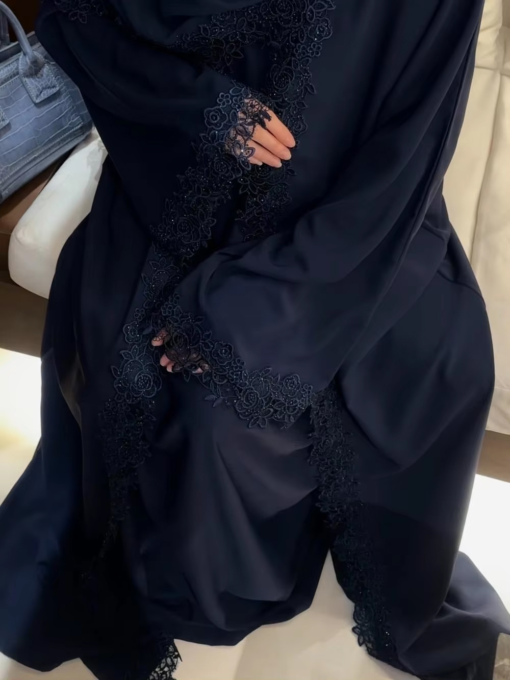 Nouvel ensemble Abaya 3 pièces pour l'Aïd Ramadan, Abaya en dentelle fantastique pour femmes, vêtements islamiques de Dubaï, cardigan pour femmes musulmanes avec robe intérieure