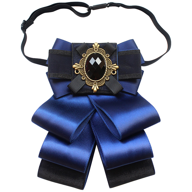 Noeud papillon Bling pour hommes et femmes, grand ruban bleu, alliage cristal biscuits, multicouche, vêtements de cravate de la présidence, bande élastique, poupée nœud papillon, 2020