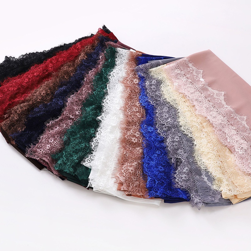 Mode musulmane Modal mousseline de soie Jersey Hijab pour les femmes plaine doux écharpe châles grande dentelle garniture foulard islamique Turban bandeau