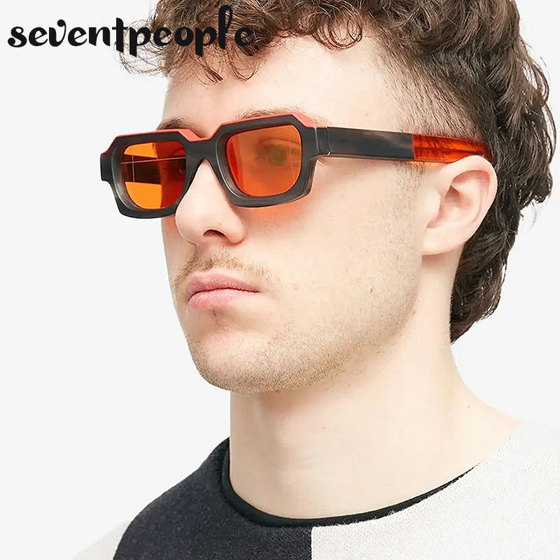 Lunettes de soleil rectangulaires vintage pour hommes 2026, marque de luxe, lunettes de soleil rectangulaires rétro pour femmes, monture épaisse, lunettes carrées