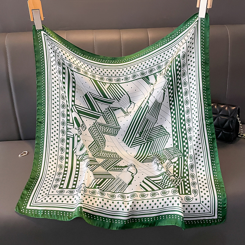 Foulard carré en soie imprimé pour femmes, foulard en Satin doux, ruban de sac, foulard de tête en soie, Design de luxe, nouvelle collection 2026
