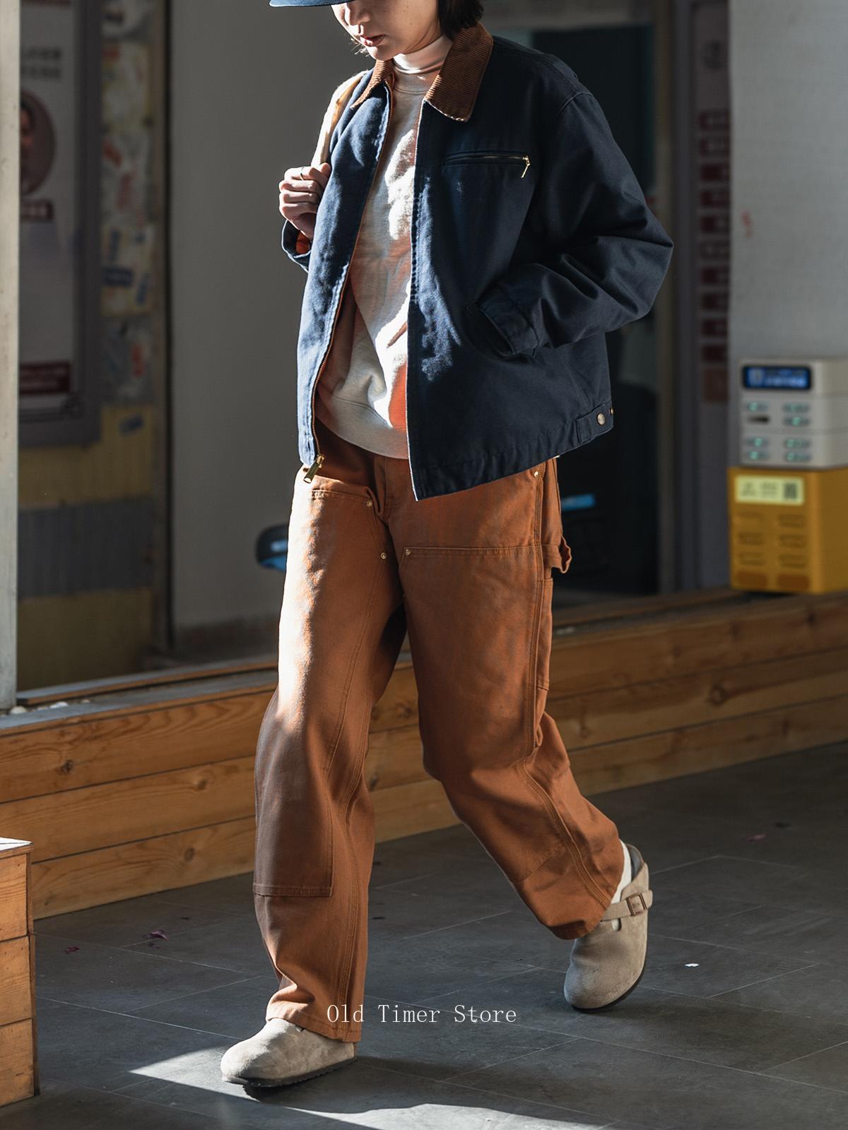Qingtian – pantalon Canpenter en toile Double genou, vêtements de travail Vintage, pantalon pour hommes d'inspiration du patrimoine