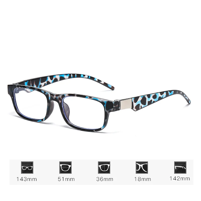 Lunettes de presbytie unisexes à monture carrée en plastique pour femmes et hommes, anti-lumière bleue, contrevenants, lunettes de vue de loin