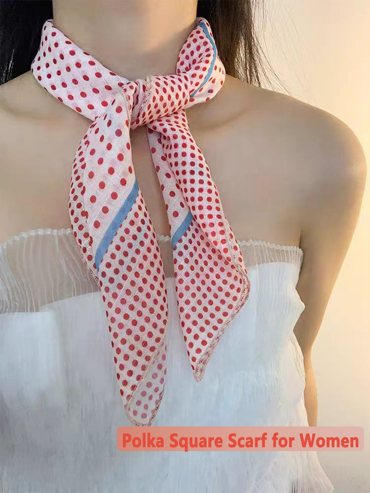 Écharpe carrée à pois pour filles européennes et américaines, décoration de vêtements pour femmes, douce et fraîche, écharpe en soie polyvalente d'été, écharpe triangulaire