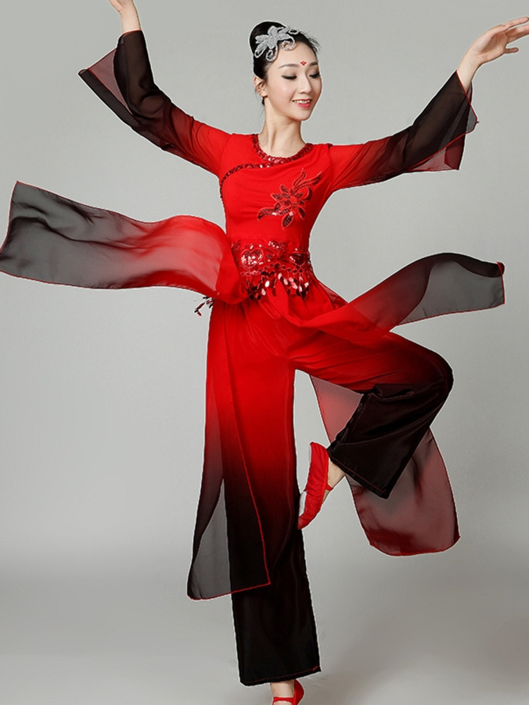 Vêtements de danse classique traditionnels pour femmes, danse folklorique chinoise, robe à manches d'eau, vêtements Yangko, pantalon prairie, jupe hanfu