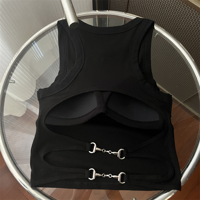 Débardeur de sport pour femmes, avec coussinet de soutien-gorge, haut court décontracté, dos nu, Camisole de course en tricot pour femmes, Streetwear Y2K, nouvelle collection