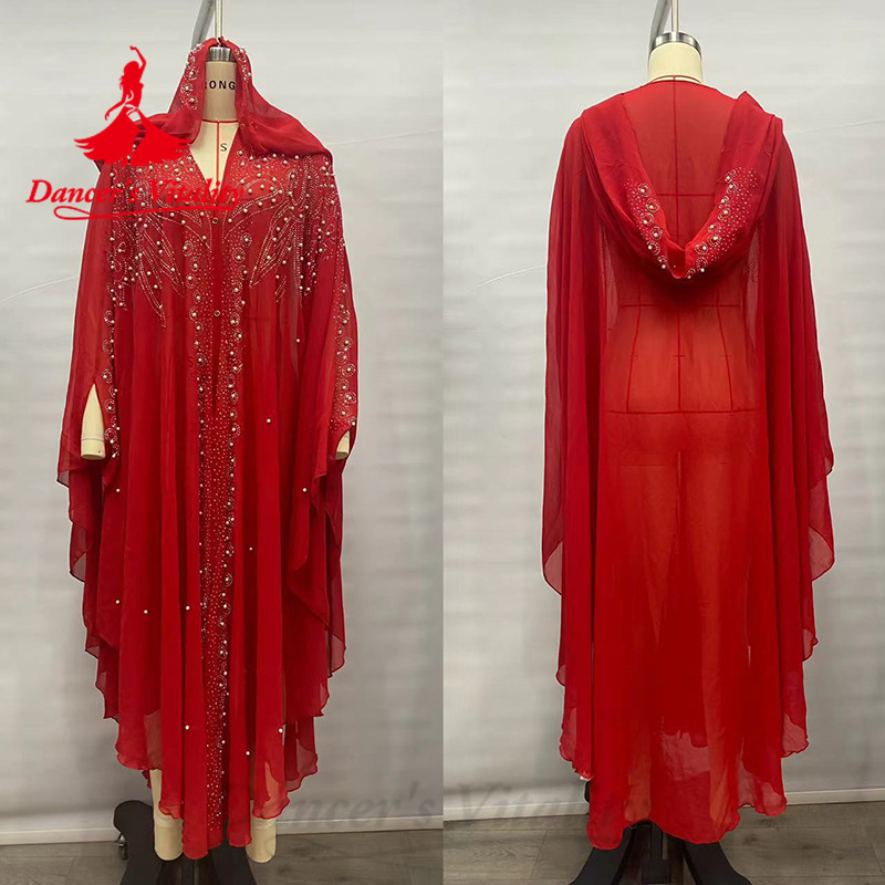 Robes de spectacle de danse du ventre pour femmes adultes, Robe en mousseline de soie avec perles exquises, Costume d'attente pour concours de danse orientale
