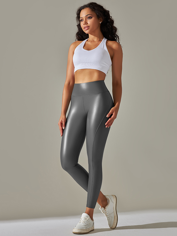Femmes pantalons en cuir PU taille haute Leggings en cuir élastique mince maigre Sexy pantalon en cuir hanche Push Up Patchwork collants pantalon