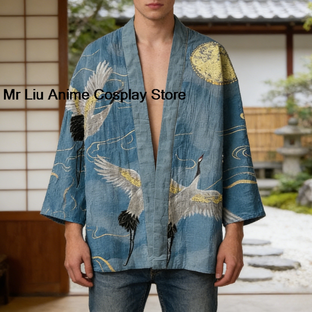 Kimono Cardigan en Coton Imprimé 3D pour Hommes et Femmes, Robe Longue à Manches Longues, Vêtement de Détente Ouvert sur le Devant, Streetwear Respirant