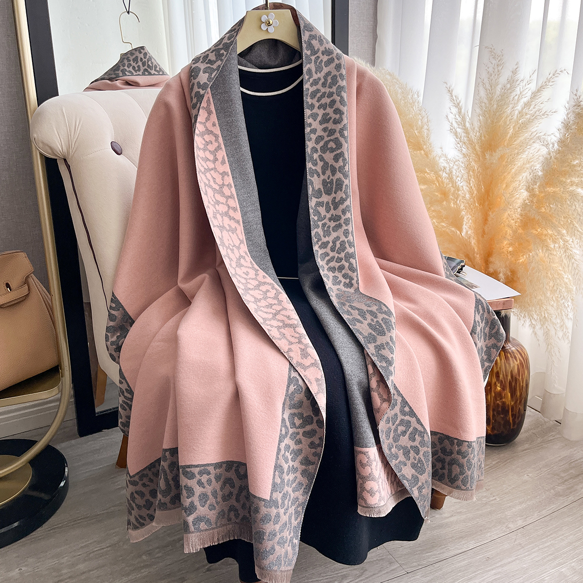Nouveau luxe cachemire Plaid léopard écharpe hiver femmes Pashmina châles couverture chaude enveloppes femme épais foulards Bufanda foulards