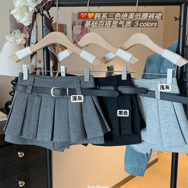 Jupe plissée tendance printemps/été taille haute polyvalente amincissante coupe trapèze courte (avec une ceinture offerte)
