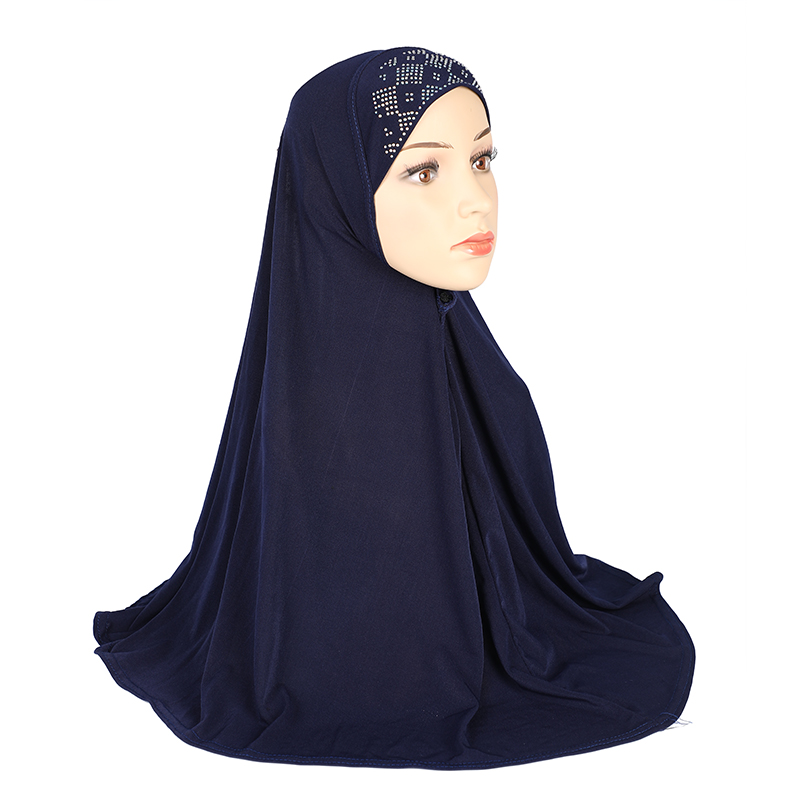 H108 Hijab de prière pour adultes, taille moyenne 70*70cm, foulard musulman, voile islamique, chapeau, bandeau à enfiler