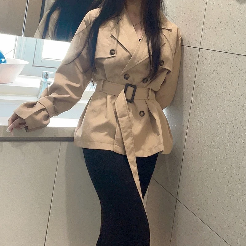 Manteau long à double boutonnage pour femme, coupe-vent avancé coréen, tempérament de la mode, automne et hiver, nouveau