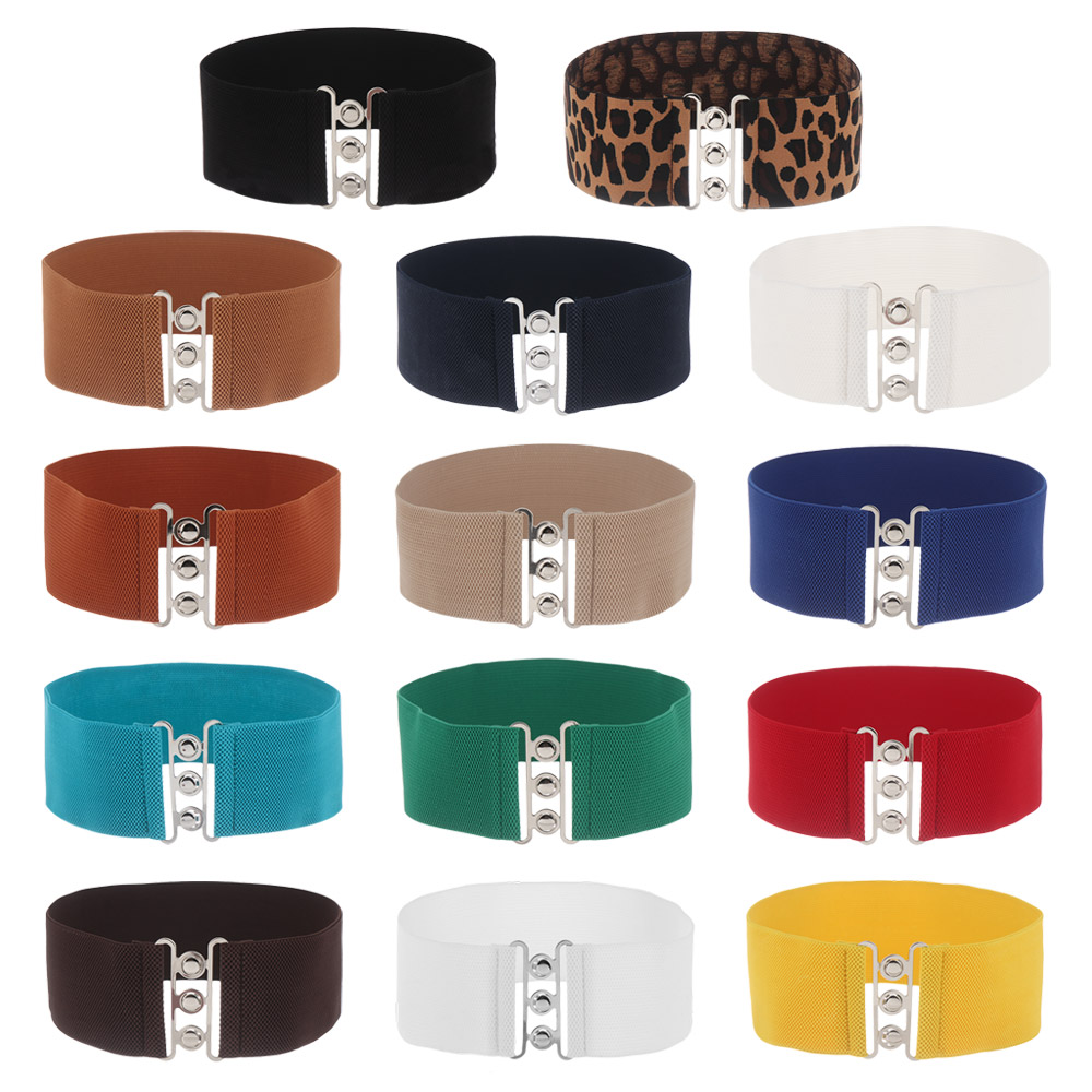 Ceinture large élastique pour femme, ceinture multicolore avec structure en métal, ceinture décontractée pour femme, ceinture pour manteau, ceinture pour robe