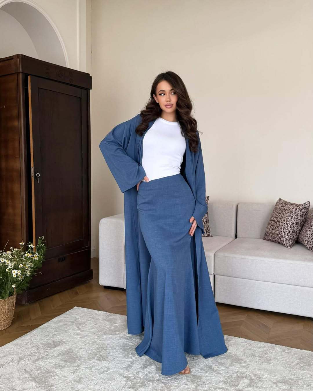 Ensemble jupe et cardigan pour femme, tenue de fête musulmane, abayas, ensemble 2 pièces, Ramadan, Maroc, Dubaï, tenues islamiques 2026